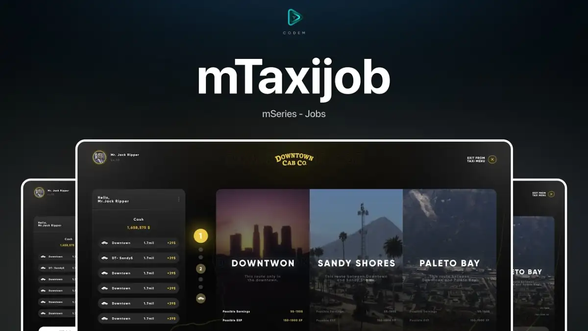 CodeM mTaxiJob — Script de Taxi Avancé FiveM aperçu