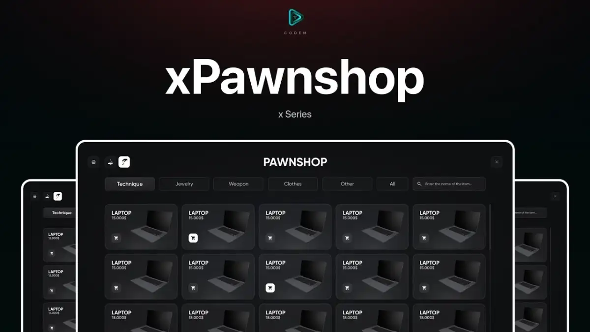 CodeM xPawnshop — Aperçu de la ressource FiveM du script de prêteur sur gages avancé