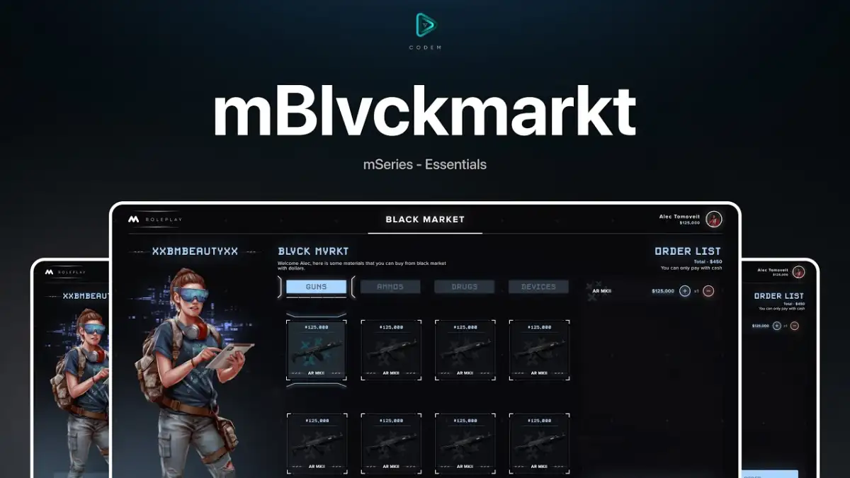 Visualização de recursos do Mercado Dinâmico FourTwenty FiveM
