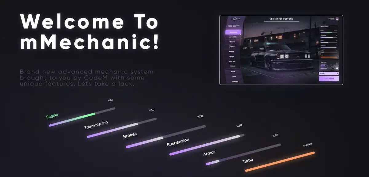 CodeM mMechanic Job — Advanced Mechanic Job System FiveM resource preview 3