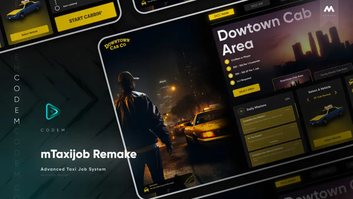 CodeM mTaxiJob — Script Taxi Avancé FiveM aperçu de la ressource 2