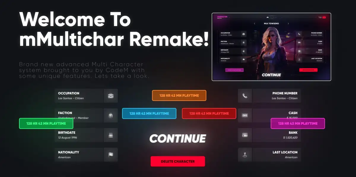 CodeM mMultichar — Sistema Avançado de Múltiplos Personagens FiveM visualização do recurso 3