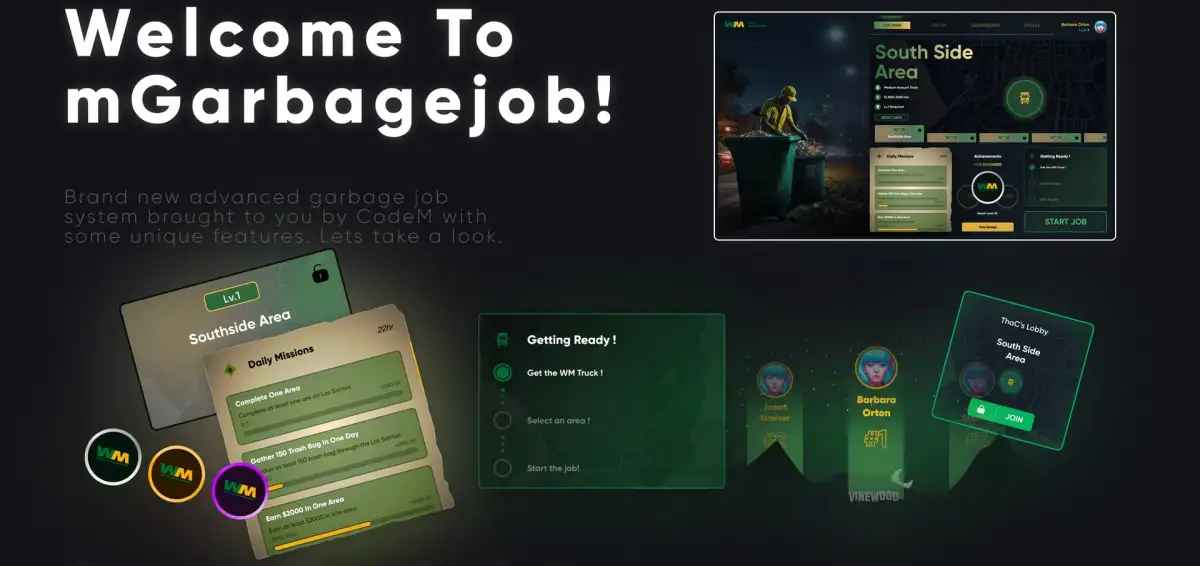 CodeM mGarbagejob — Job de Sanitation Co-Op Avancé FiveM aperçu de la ressource 3