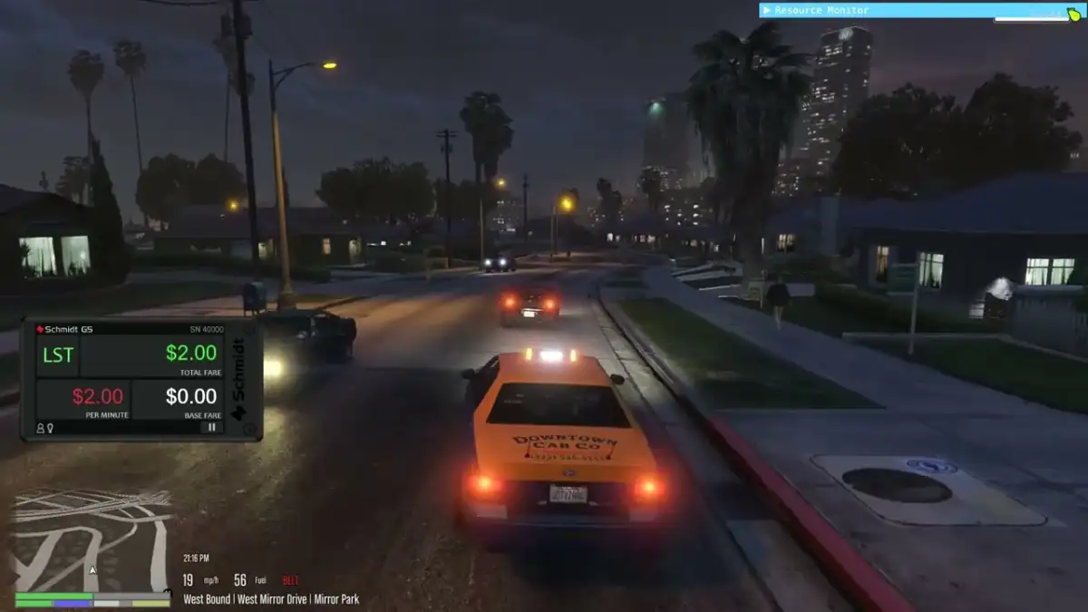 NoPixel Taxameter-Gameplay-Vorschau mit Taxameter UI
