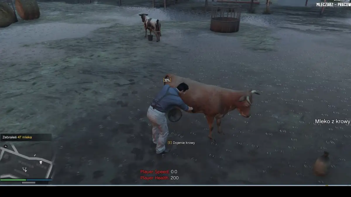 MilkMan Job gameplay preview showing cow milking interaction