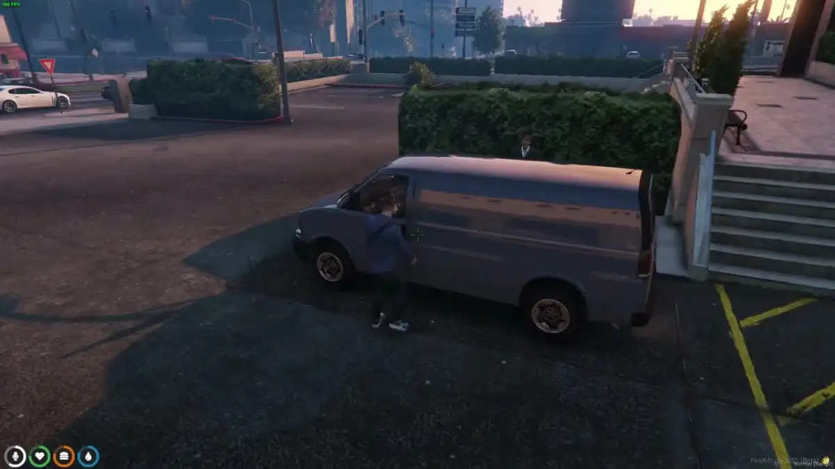 Prévia de jogabilidade do NoPixel Car Rental com interação veicular