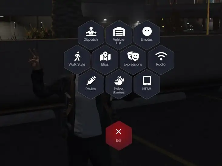 Prévisualisation du menu radial NoPixel dans le jeu UI