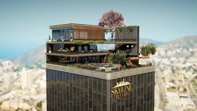 Salón en la azotea Skyline Reverie con Script de Negocios 4