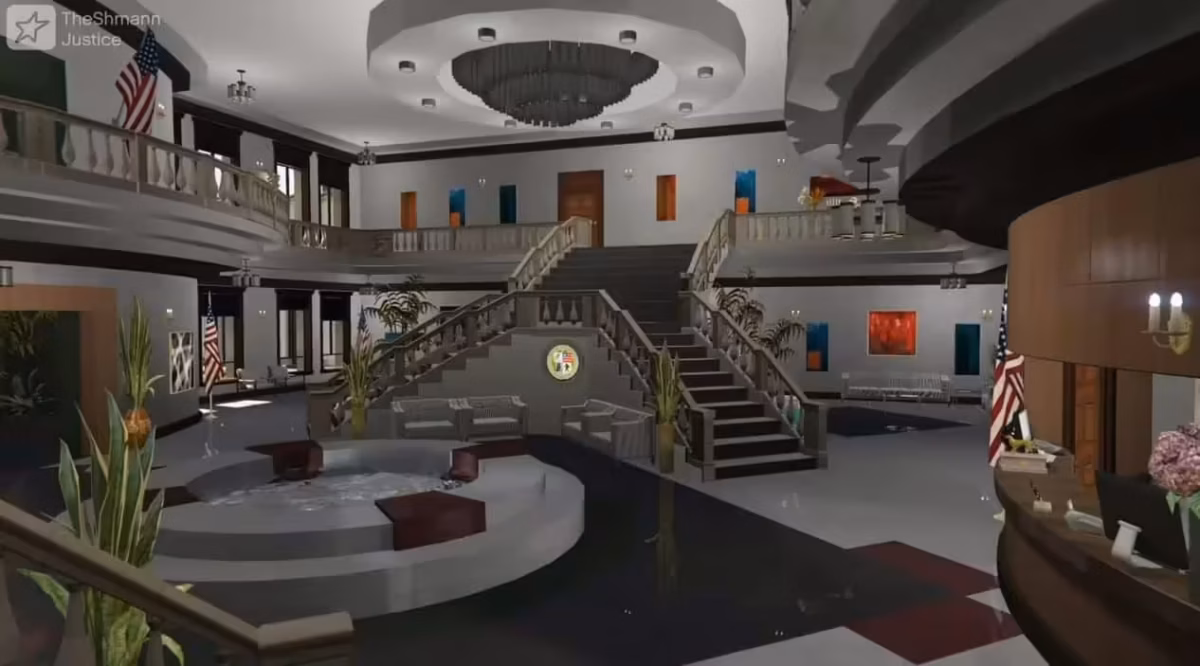 Lobby central y escalera de la Alcaldía del Departamento de Justicia en FiveM