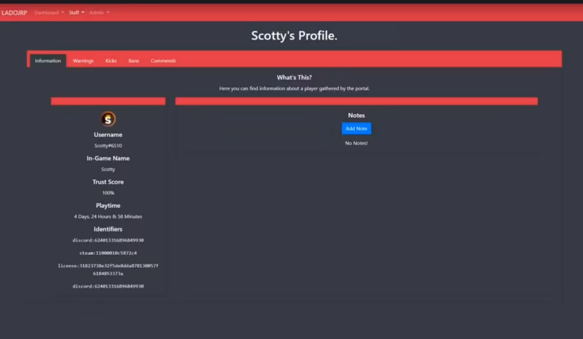 Staff Portal (Web Panel) - Warn, Kick, Ban, Command FiveM Ressourcenvorschau 4