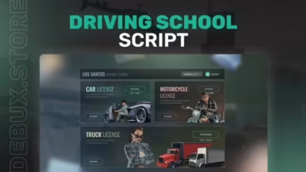 Aperçu des ressources du script ESX Driving School pour FiveM
