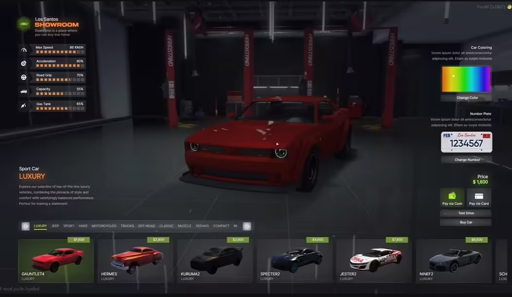 Argus Vehicle Shop (ESX/QB) FiveM resource preview 2