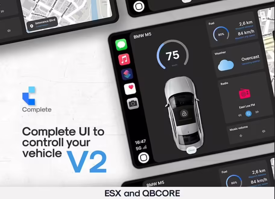 Prévia completa dos recursos do CarPlay (ESX) para FiveM