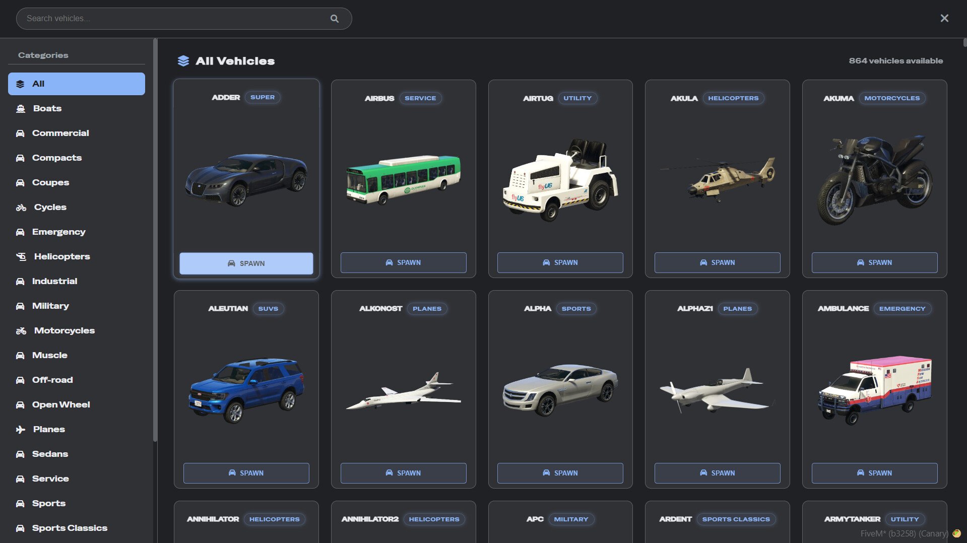 Rup Vehicle Spawner for FiveM