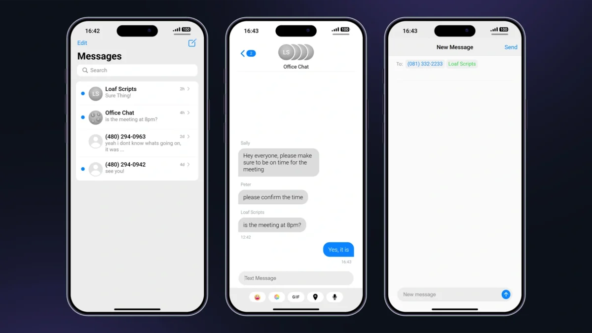 LB Phone v2 messaging app interface