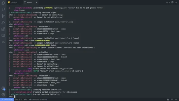Visualização do recurso do Sistema de Lista Branca do ADN FiveM 9