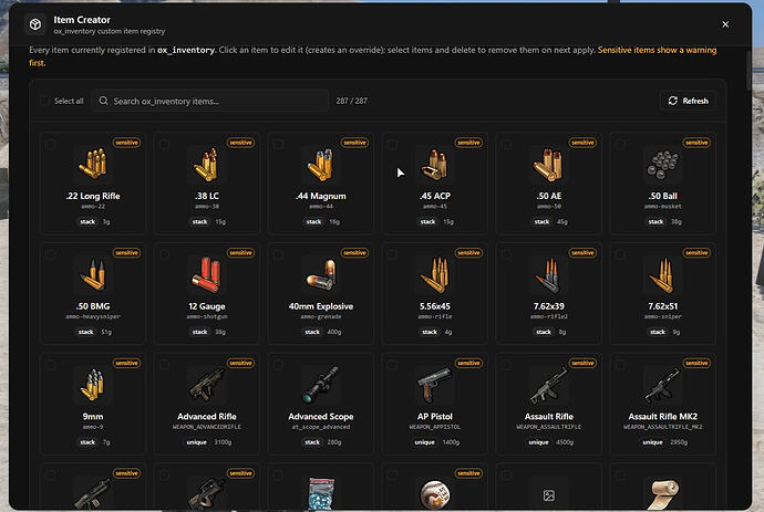 spoodyItemCreator para ox_inventory: instalación y límites spoodyItemCreator | Herramienta de creación de objetos en el juego para ox_inventory