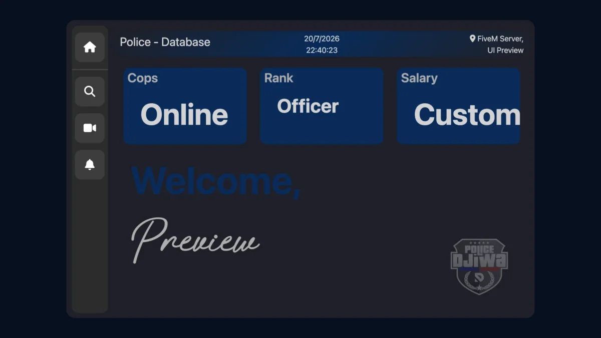 Aperçu de l'interface MDT du script ADS Police dans le package