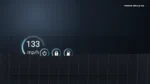 Aperçu du véhicule premium HUD avec indicateurs de vitesse, moteur, verrouillage et carburant